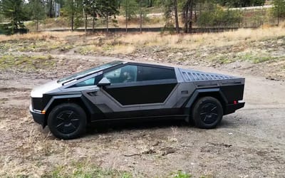 This Tesla Cybertruck is covered in a super-realistic wrap that makes it look like a real Warthog