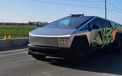 Tesla Cybertruck spotted towing a gargantuan SpaceX rocket engine