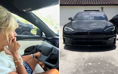 Mum has hilarious reaction to self driving Tesla