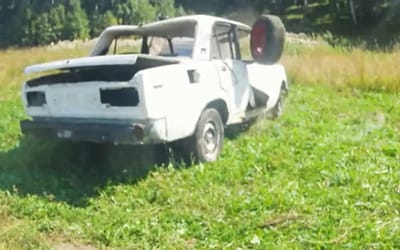 This is what happens when a 372mph tire hits a parked car