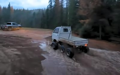 Idaho guys put real F1 wheels on their 6X6 Kei truck and drive in extreme weather