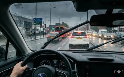 If you're driving with wipers on in America you must also do something else or you'll be ticketed in 42 states