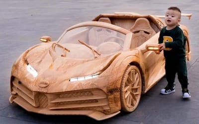Man creates incredible wooden version of Cristiano Ronaldo's Bugatti Centodieci