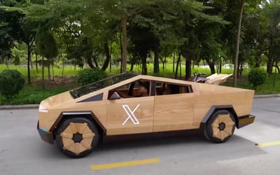 Man attempts to build working Cybertruck and Cyberquad in 100 days using wood