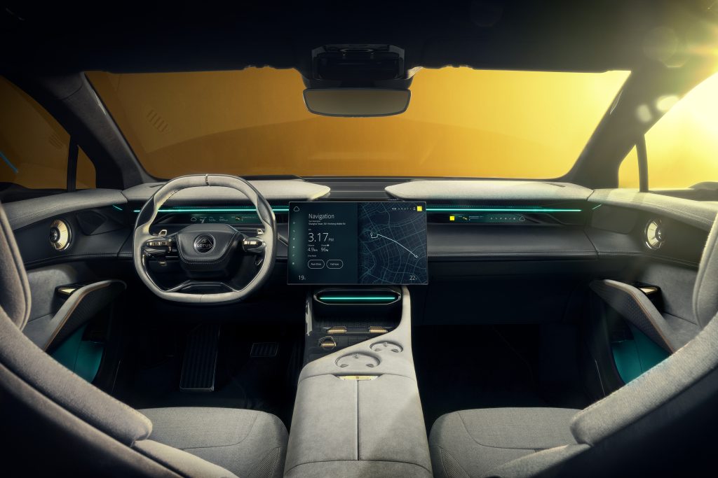 The interior view of the Lotus Eletre.