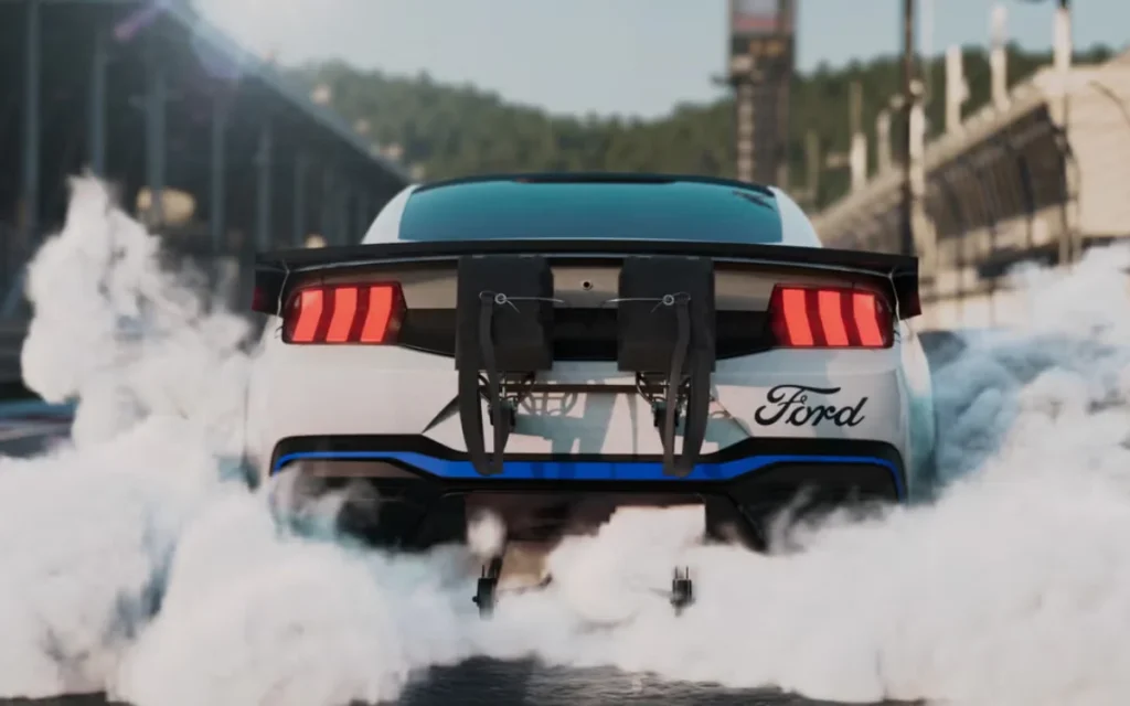 Ford decided to shut down Michigan Avenue right outside its headquarters - and it showed off its Ford Mustang GT3 burning some rubber