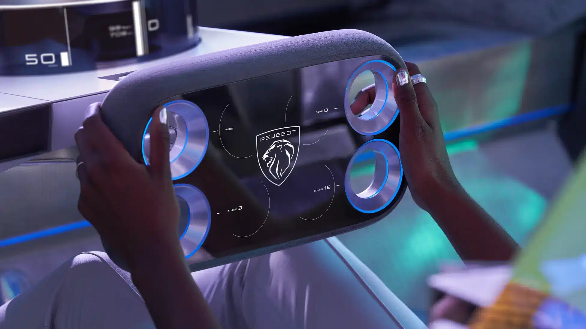 Peugeot Inception EV concept steering wheel