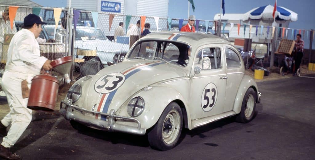 Herbie the Love Bug at a race.