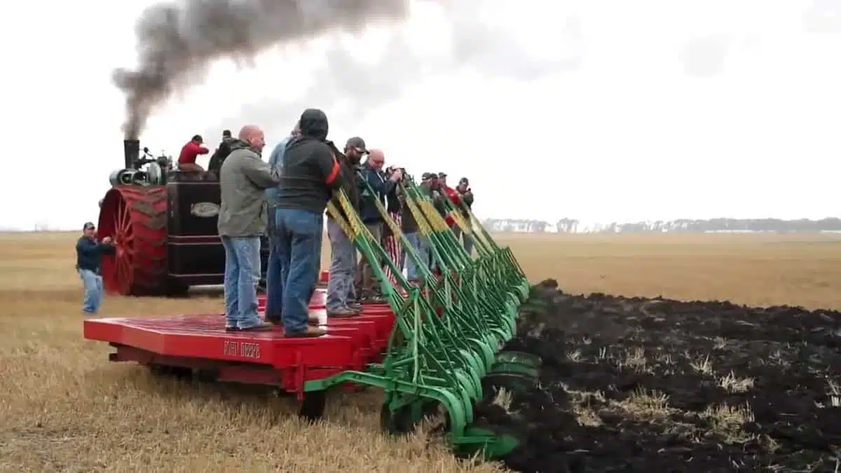 150 Case steam tractor pulling ploughs