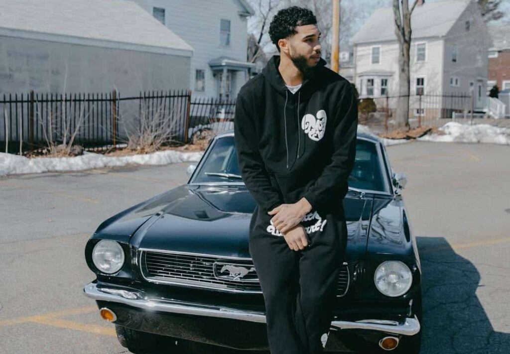Jayson Tatum owns a vintage custom Ford Mustang with JT branding and 1968 Ford Mustang styling. This custom Mustang is a true reflection of his style