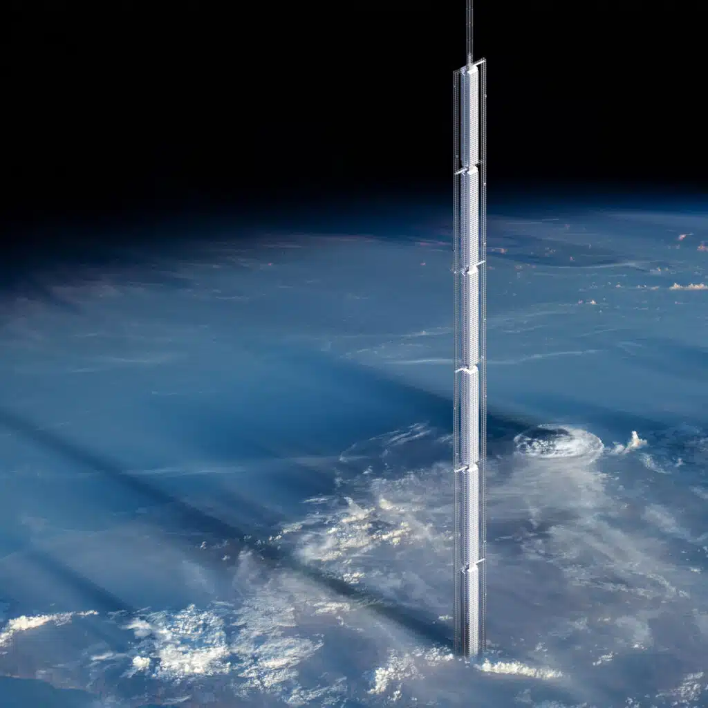 New York architecture firm has proposed a futuristic skyscraper hanging from an asteroid over Dubai