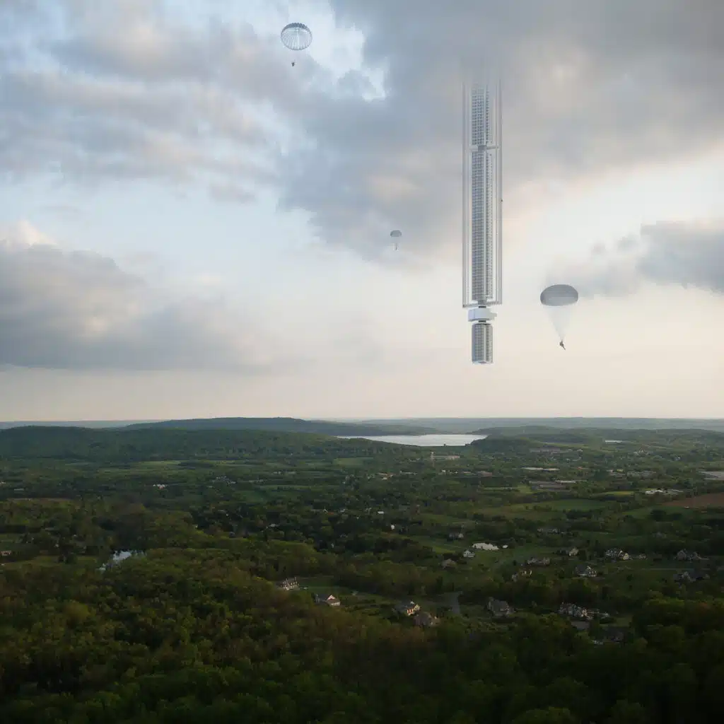 New York architecture firm has proposed a futuristic skyscraper hanging from an asteroid over Dubai