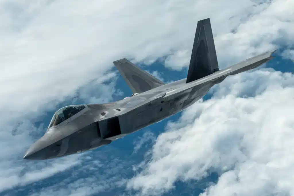 Watch the F-22 Raptor rotate through the air while remaining stationary in the sky