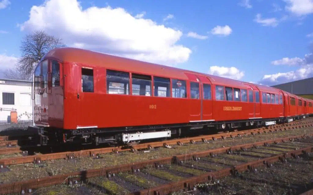 Historic tube trains from 1938 seen on the London Underground