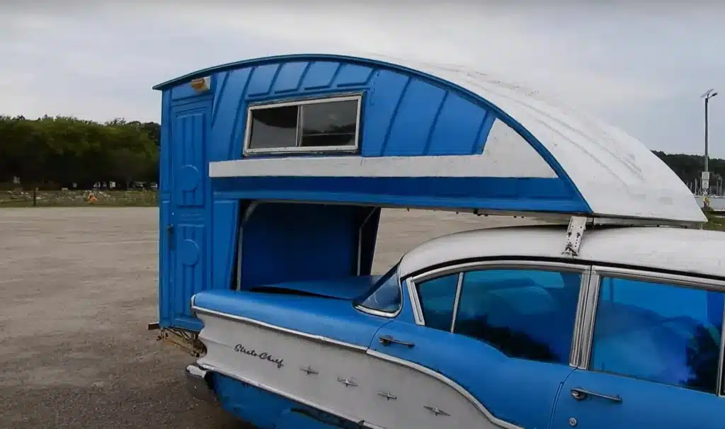 Pontiac with Hitchhiker camper looks like mobile Porta Potti