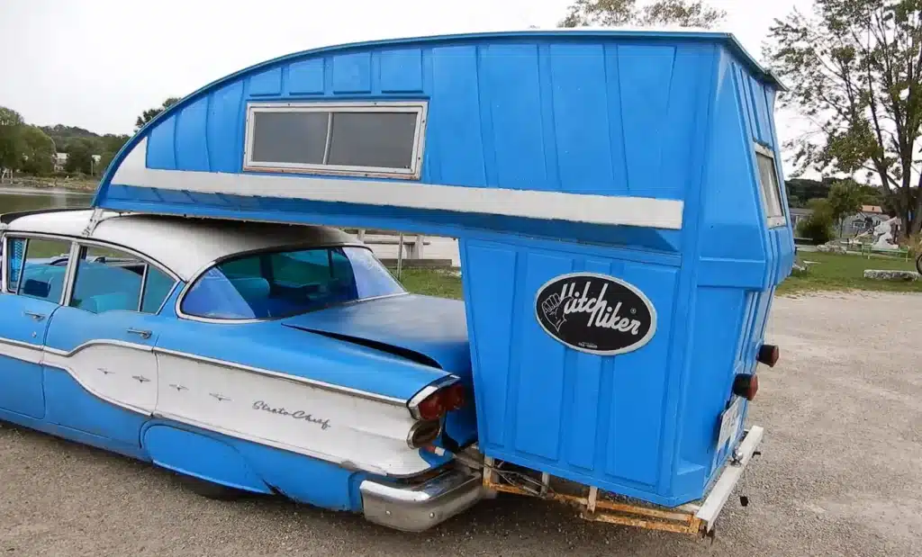 Pontiac with Hitchhiker camper looks like mobile Porta Potti