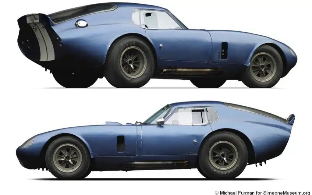 1964 Shelby Cobra Daytona Coupe side profiles.