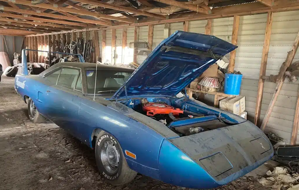 Plymouth Superbird in chicken house