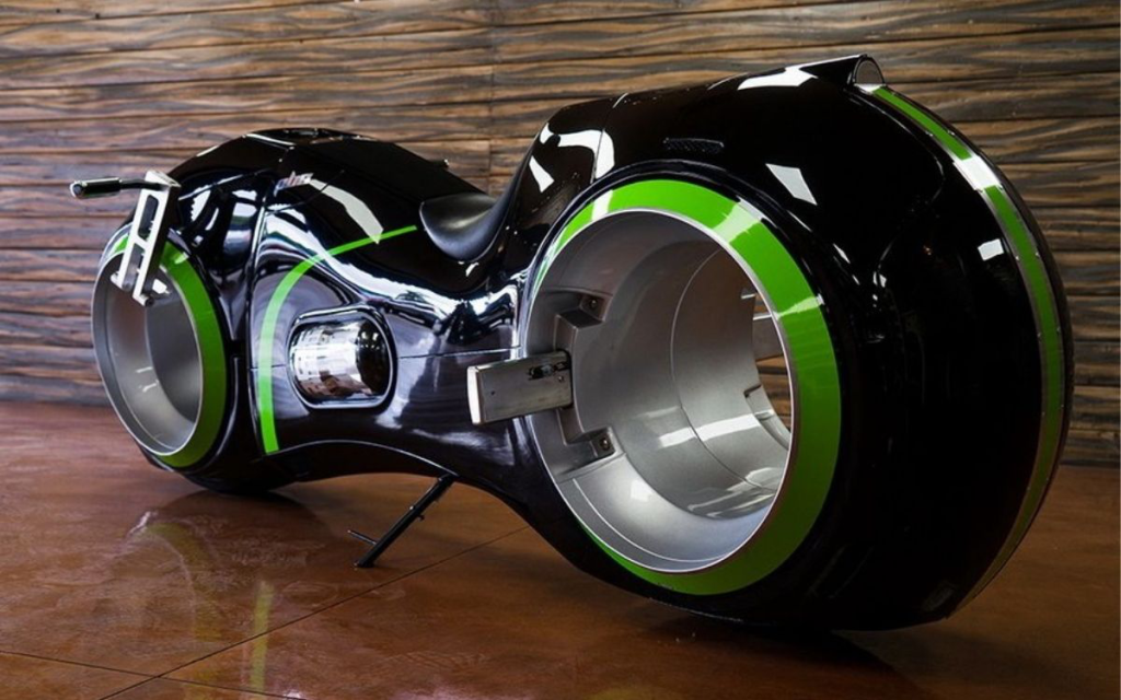 The Tron bike with green trim