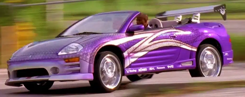 The purple Mitsubishi Eclipse Spyder GTS driven by Tyrese Gibson is also under lock and key at Universal Studios.