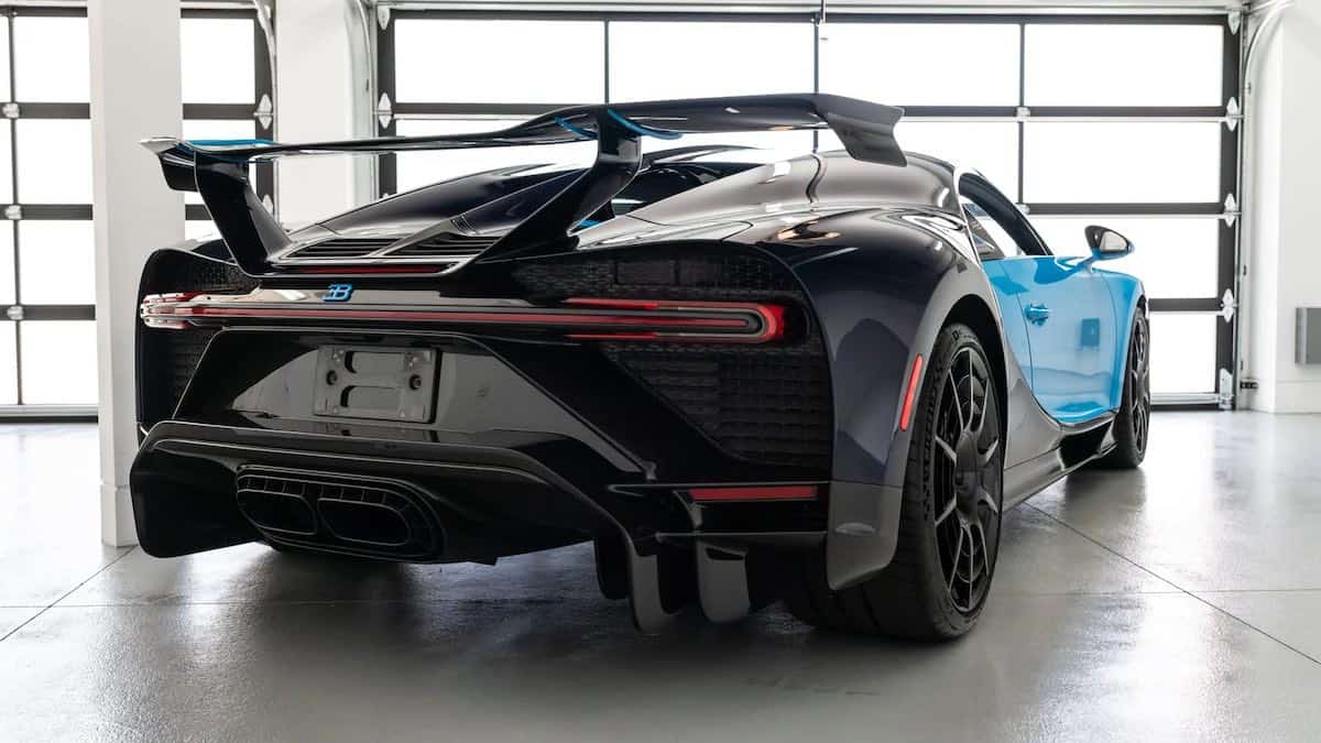 The rear of the 2021 Bugatti Chiron Pur Sport.