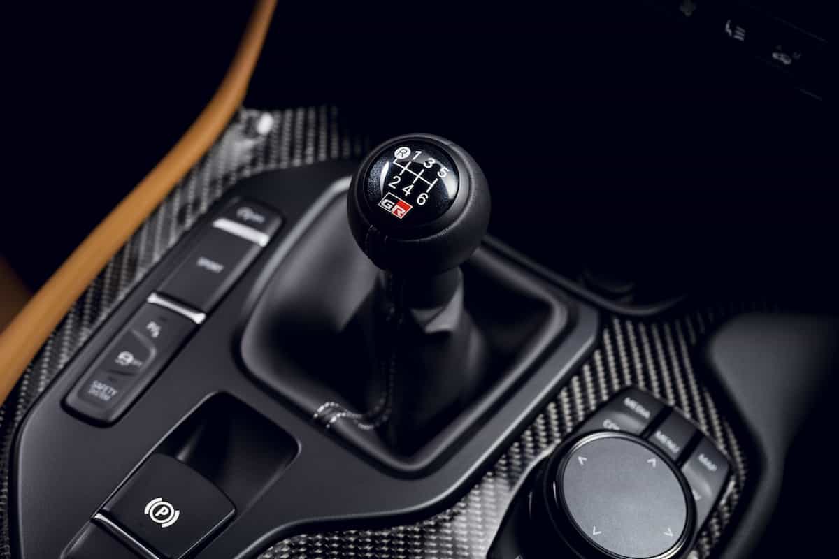 Toyota Supra manual gear stick shift is pictured.