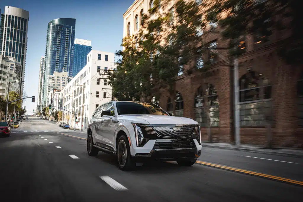 The Cadillac Escalade IQ electric SUV brings luxury tech and cabin features like a two-way intercom that turns it into a rolling executive lounge