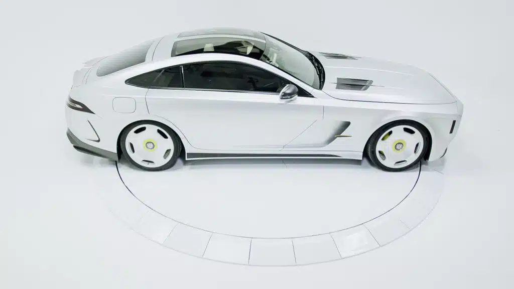 Will.i.am’s custom Mercedes, built on the Mercedes-AMG GT by West Coast Customs, promotes STEAM education and debuted during the Formula 1 Miami Grand Prix