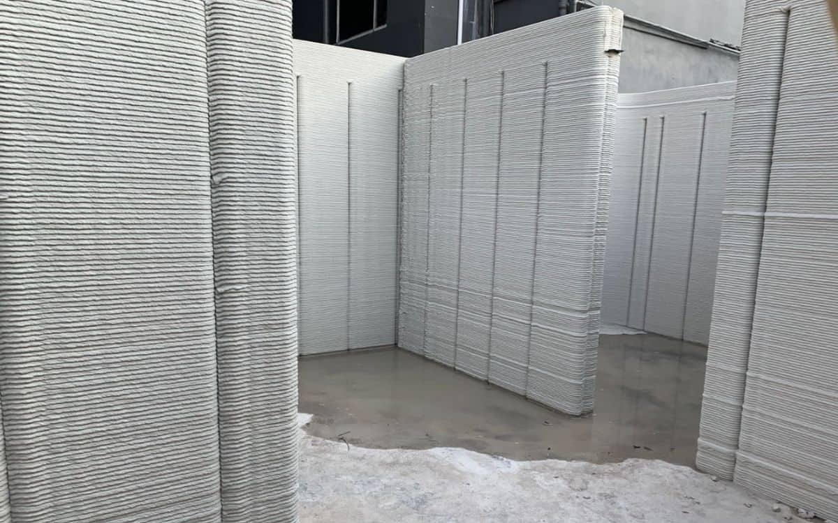 The walls of the house made by a 3D printer.