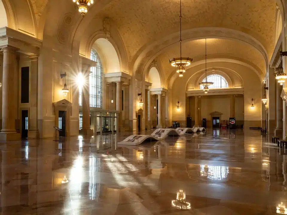 Once abandoned train station Michigan Central in Detroit became a hub for new types of transport in the US