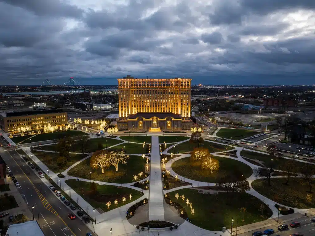 Once abandoned train station Michigan Central in Detroit became a hub for new types of transport in the US