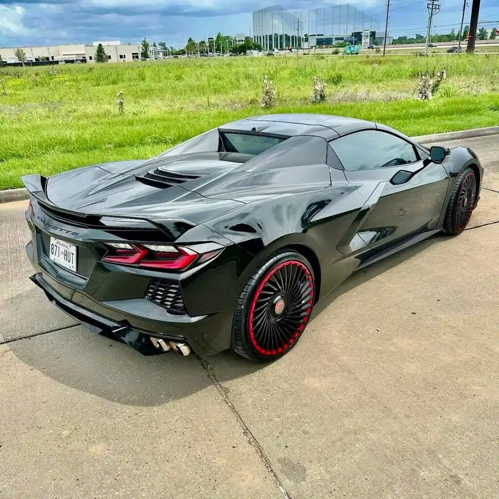 2025 Chevy Suburban and C8 Corvette get red and black Forgiato wheels in a bold showcase of aftermarket style and street presence