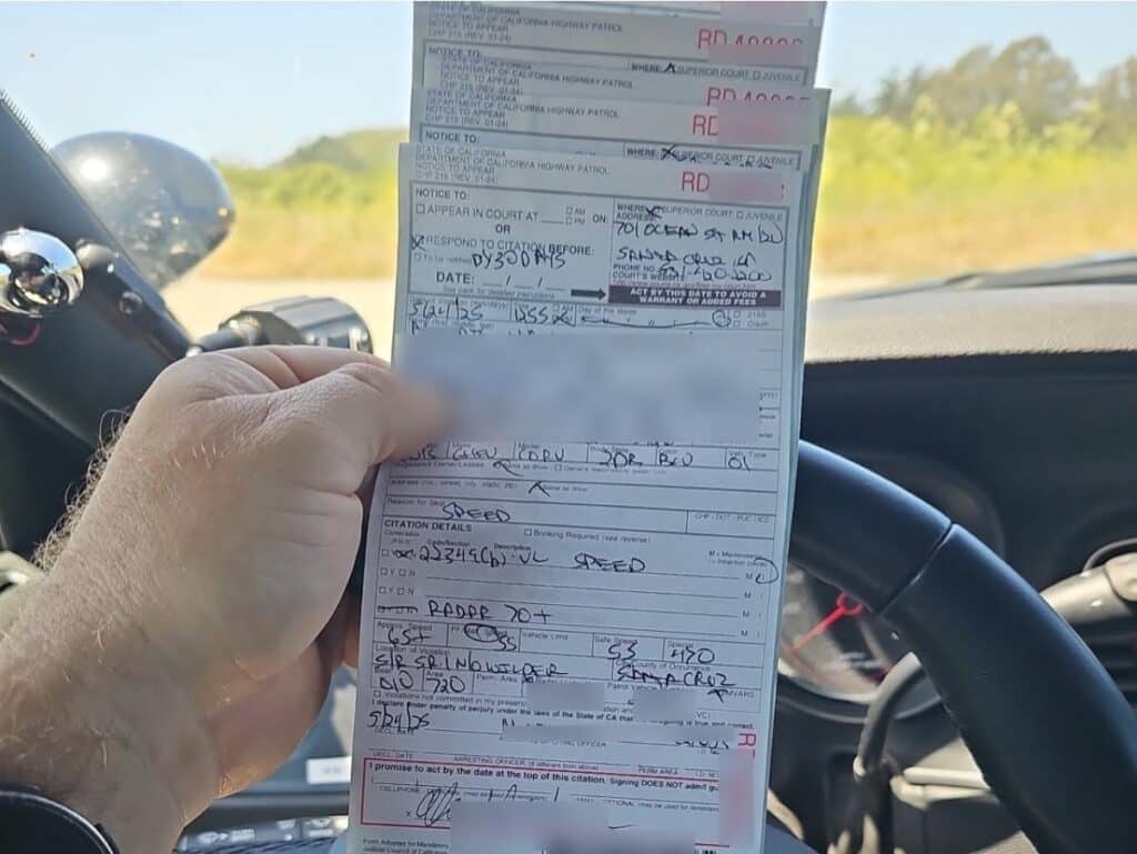 California Highway Patrol officer dishes out speeding tickets to five Corvette drivers in one stop