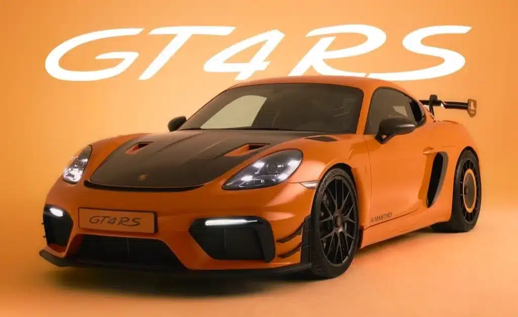 Porsche ends the 718 Cayman era with “The Tulip,” a one-off GT4 RS built with Manthey Racing and finished in Pastel Orange