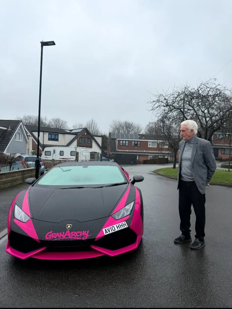 This man is using his bright pink Lamborghini Huracan supercar to bring joy to elderly strangers and fight loneliness