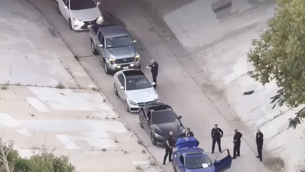 72 modded cars impounded by cops in one sweep of the LA river in scene that looks straight out of a movie
