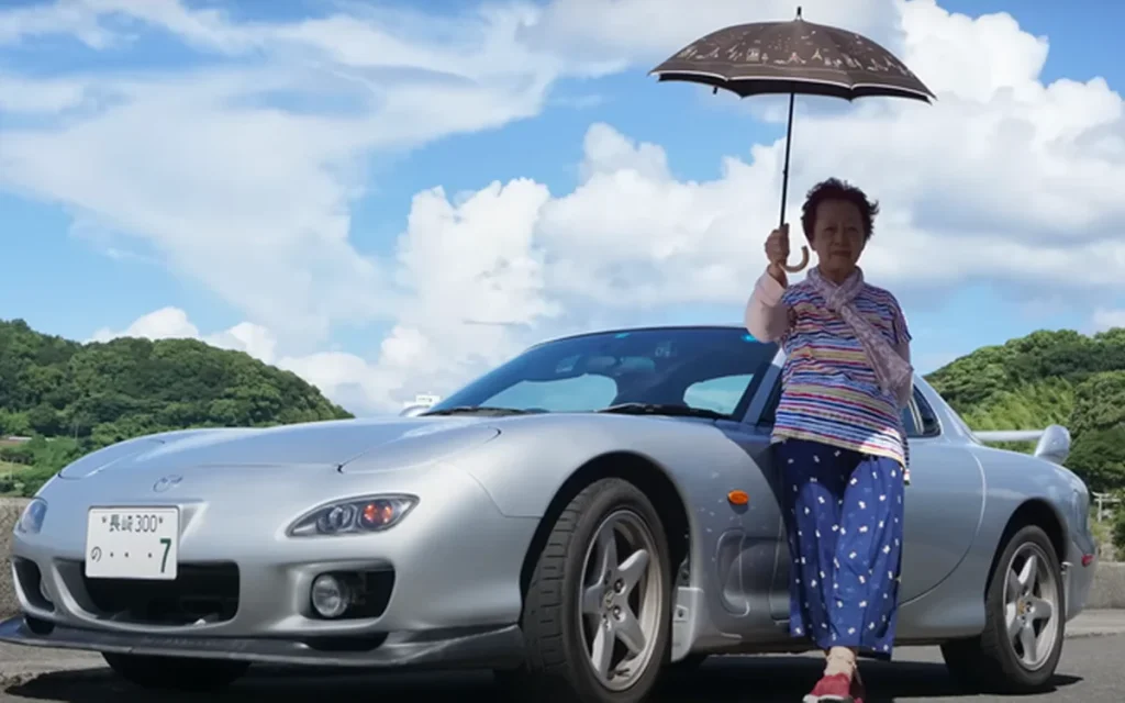 Naoko Nishimoto, an 80-year-old woman from Japan, celebrated her birthday by giving up her license and choosing to donate her 25-year-old manual Mazda RX-7