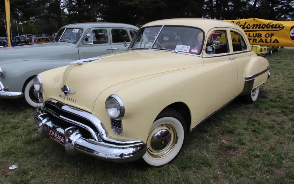 Taking a look in the rearview at the Oldsmobile Rocket 88 - America's first muscle car