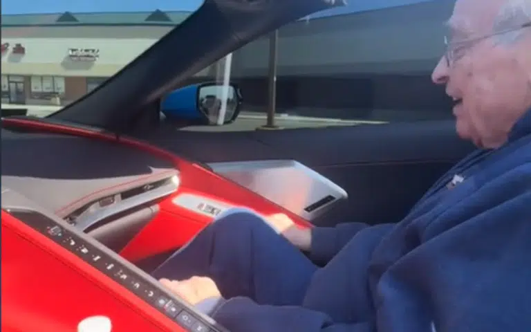 Delino Barash made this 92 year-old's day when he took him for a drive in his C8 Corvette.