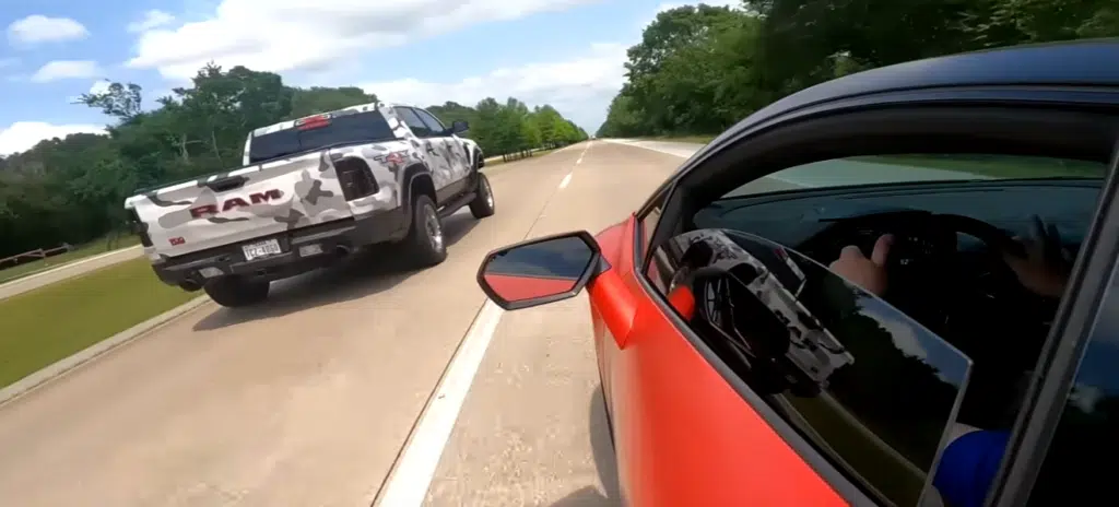 Watch a tuned Ram 1500 TRX beat a Lamborghini Huracan in a drag race. This 1,350hp truck proves raw power can rival Italian precision