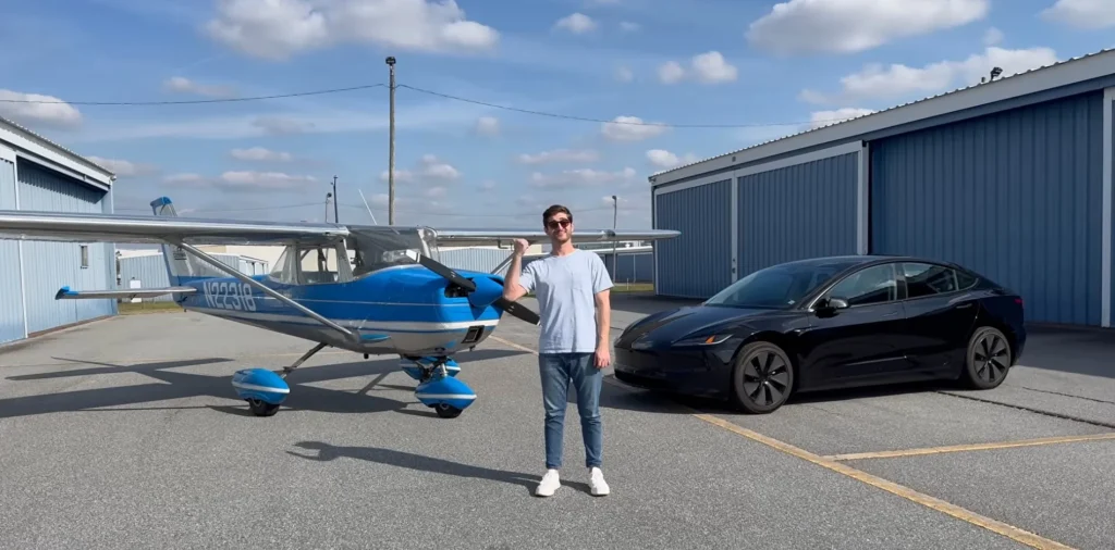A YouTuber raced an old Cessna 150 against a Tesla Model 3 in North Carolina and the result might surprise some people