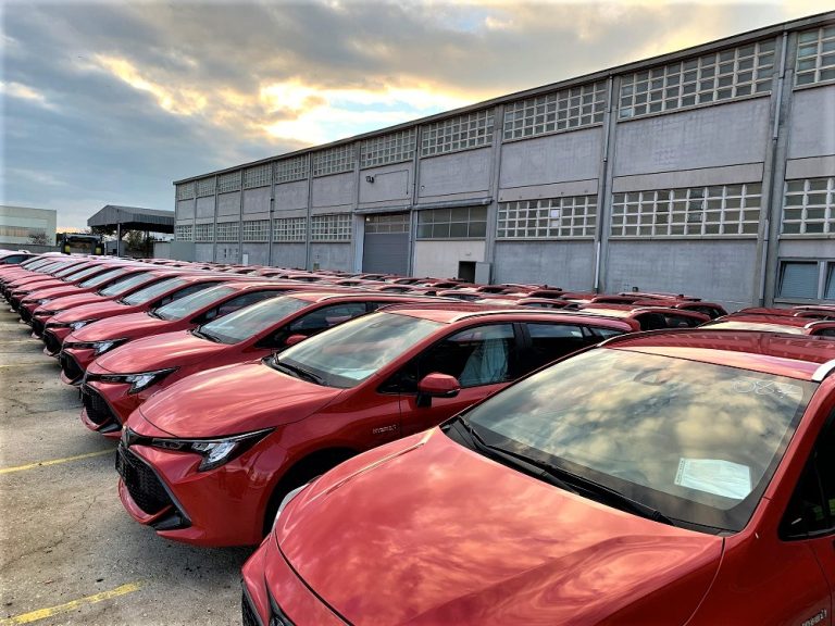 A fleet of Toyota vehicles