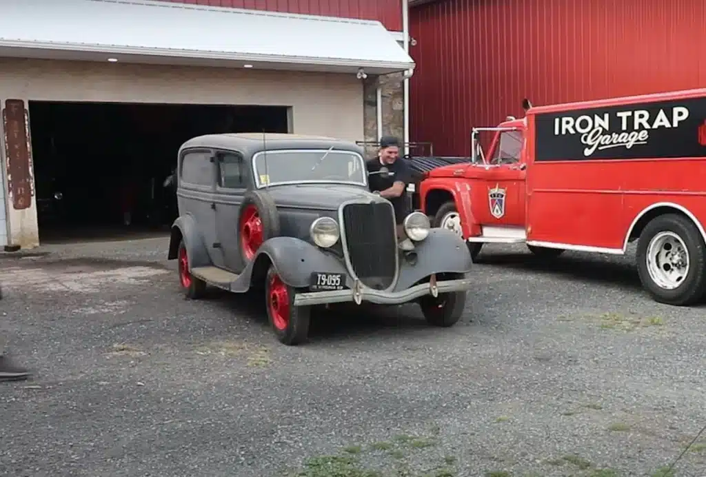 A-garage-crew-found-an-ultra-rare-1934-Ford-Sedan-Delivery-randomly-in-Virginia-barn