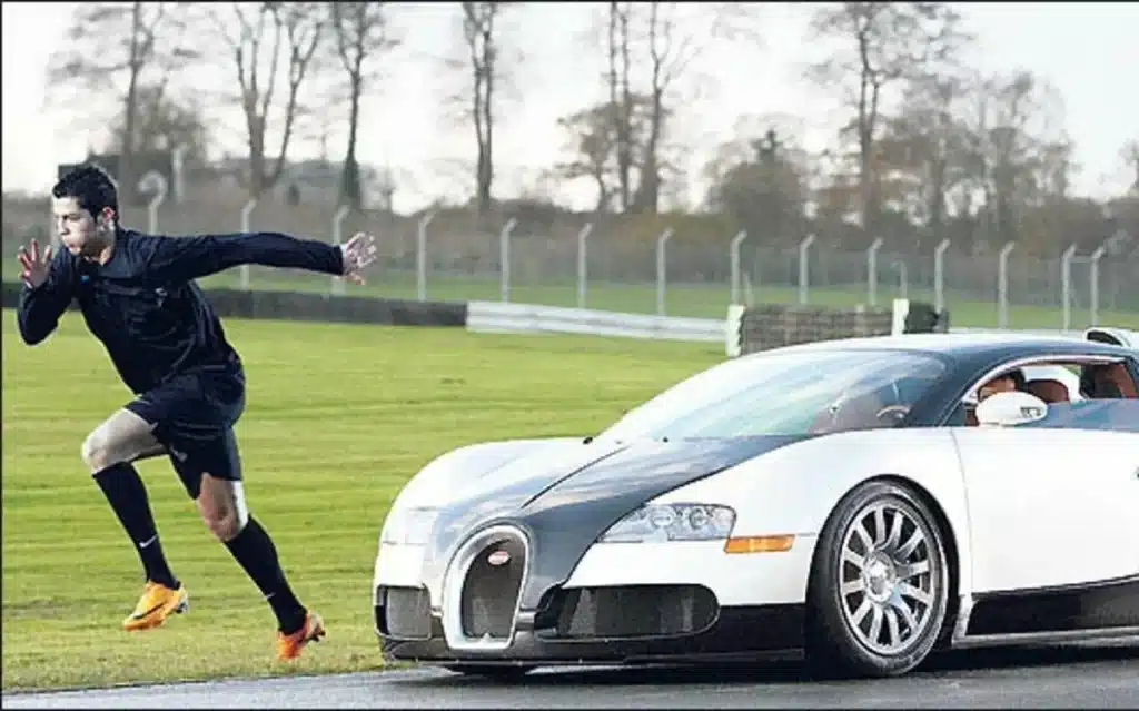 A while back, Cristiano Ronaldo raced a Bugatti Veyron for a Nike commercial
