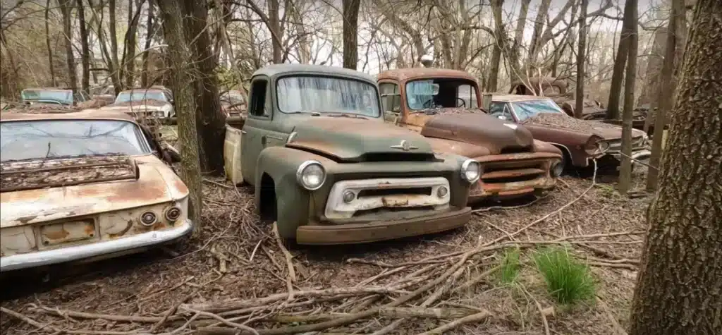 American man bought an abandoned farm and while cleaning it up discovers all the classic cars left there