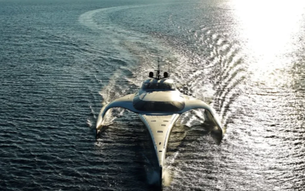 Superyacht's one-of-a-kind sci-fi design leaves its owner feeling like he's 'living in a goldfish bowl' every time he docks