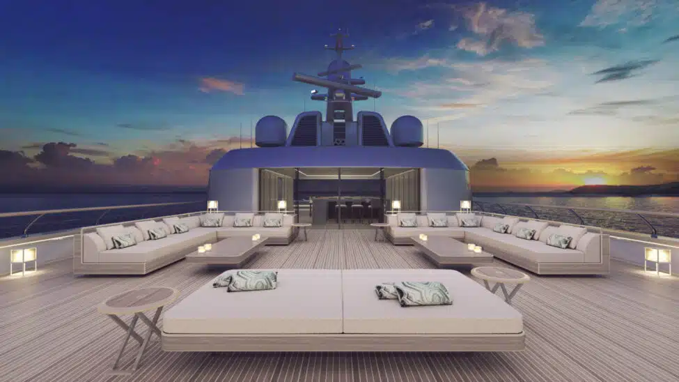 Giorgio Armani-designed superyacht makes dazzling debut with satin gold exterior and luxe features
