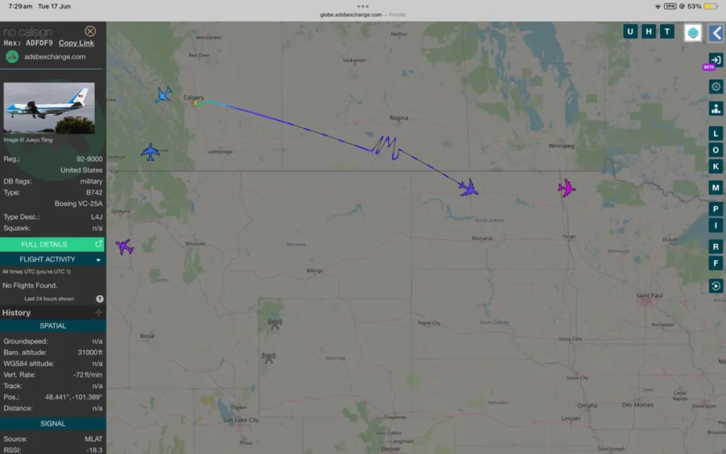 A fake Air Force One using the callsign VANCE1 suddenly 'appeared' over the United States, and flight-tracking fans could not believe what they were seeing. 