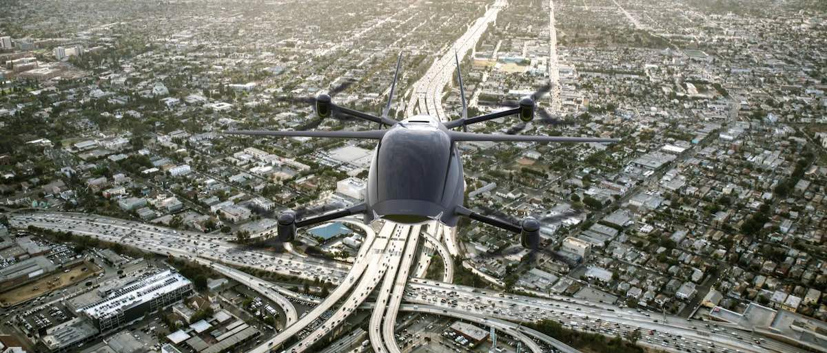 Air One eVTOL flying over the city