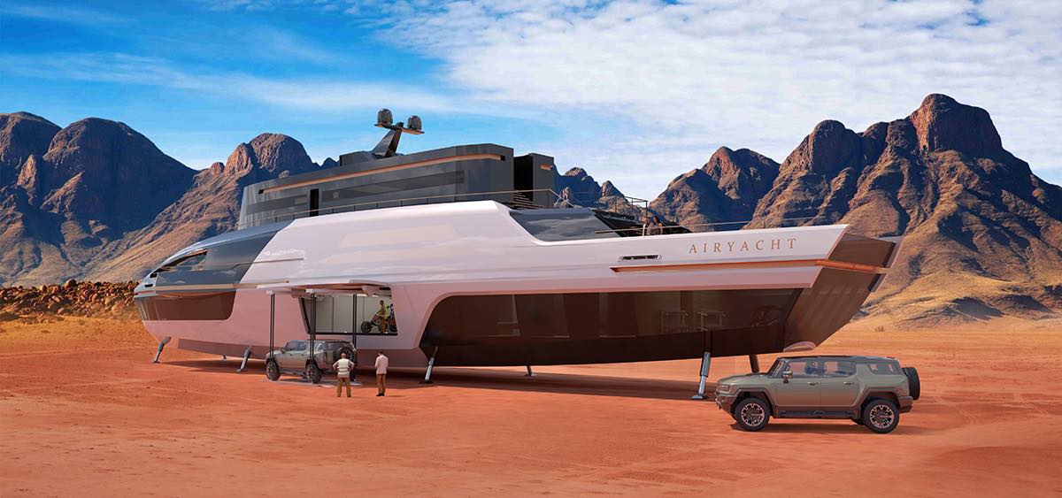 AirYacht parked near mountains